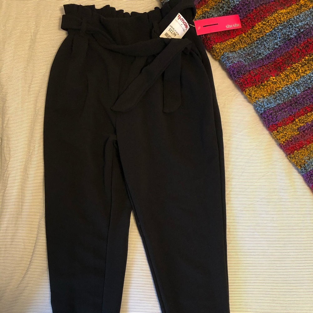 Stretchy dress pants with tie